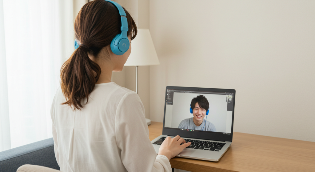 ライブチャットをしている女性