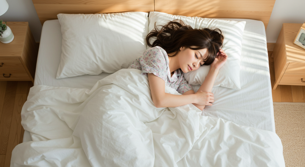 不安で眠れない女性