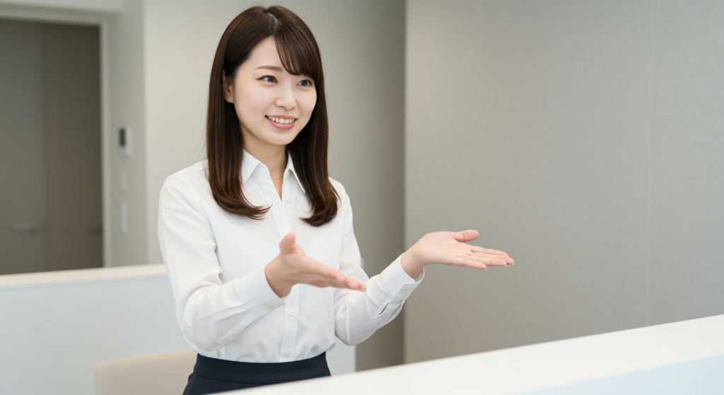 説明をしている女性